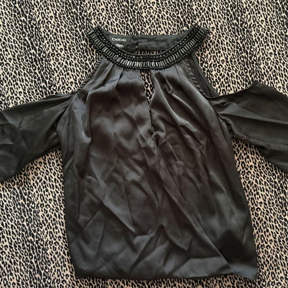Bebe Women's Black and Navy Blouse